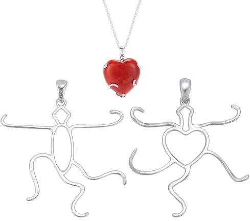 WEBEEDY 925 Sterling Silber Anhänger Blank 2 Styles 5 Klauen Prong Halskette Anhänger Einstellung Schmuck Montagen Herz und Oval Anhänger Tabletts für Schmuck machen, Armband, Halskette