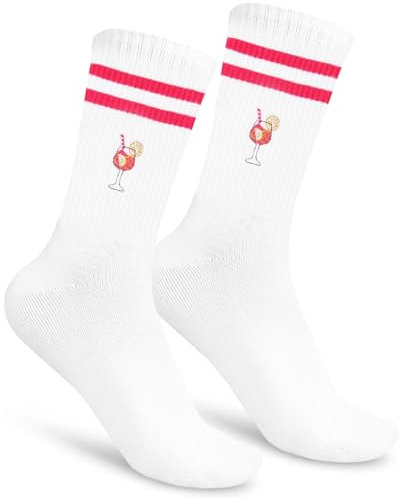 Chaussettes Aperol Spritz, Coton Aperol Chaussettes avec Motif Verre à Vin, Cadeau Original pour Amateurs d'Aperol (FR/ES, Numérique, 36, 42, Taille normale, Taille normale, A)