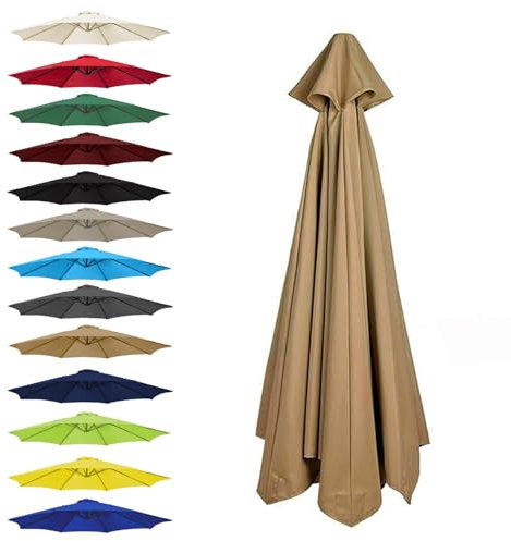CMJYMX Toile De Rechange pour Parasol 6 Baleines: 2,0/2,5/2,7/3,0 M, 8 Baleines : 2,0/2,3/2,7/3,0/3,5 M(Khaki,8 Ribs: 270CM/8.8FT)