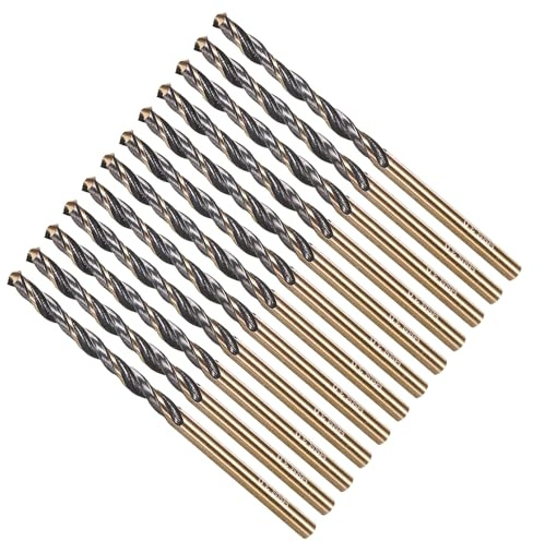 METALLIXITY Drill Bit (3mm) 12Pcs, M2 High-Speed Steel Straight Shank Spiral Flute 135°Point Tip Black and Gold Finish for Stainless steel Iron Copper Aluminum Hard Metal | Straight Shank Spiral Flute 135° Point Tip Black and Gold Finish for Stainless steel Iron Copper Aluminum Hard Metal