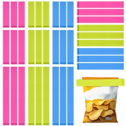 KOOOGEAR 36 Pcs Food Clips,Coloured Food Bag Clips,Bag Clip for Food Storage,4 Different Sizes Freezer Bag Clip for Snacks,Food,Kitchen Storage