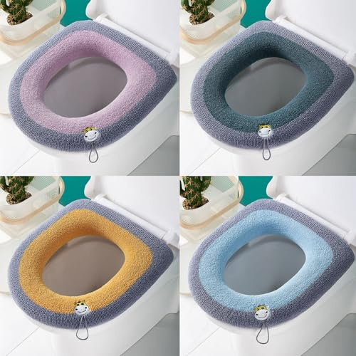 SIDMKA 4 Stück WC Deckelbezug,Toilettensitzbezug,Toilettenkissen Gepolstert,Toilet Seat Cover Soft,Warmes Toilettensitzkissen,WC Sitzbezug Waschbar für Badezimmer Closestool Mat Seat Case Zubehör