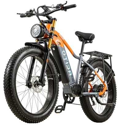 BURCHDA E Bike elektrofahrräder Herren Damen, Ebike 48V 20Ah(960Wh) Akku bis 120km, 26x4 Zoll Electric Bike 7-Gang Getriebe mit LCD-Display, E Fahrrad 250W Motor 80 N.m 25km/h, RX50 (RX50 Orange)