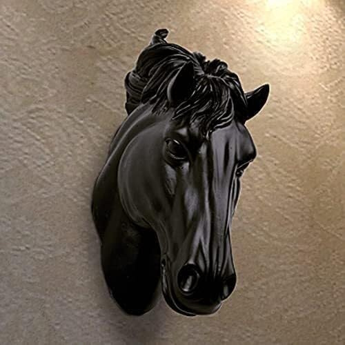 3D Wandskulpturen Wall Sculpture Kreatives Pferdekopf Design Moderne Tierformen Wanddeko Harz Wandschmuck Kunsthandwerk für Wohnzimmer Schlafzimmer Esszimmer Korridor Büro Wandkunst Geschenk(Schwarz)