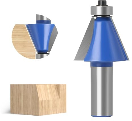 22.5 Degree Chamfer Router Bit, 1/2 Shank, 31.75mm Cutting Diameter, Tapered Edge Trim Tool for Woodworking