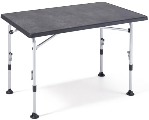 Westfield Outdoors Superb Klapptisch Höhenverstellbar | Campingtisch Klappbar, Stabiler Picknicktisch mit Breiten Standfüßen für Camping, Wohnwagen, Falttisch, Grau