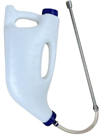 4L Calf Tube Feeder - Large Calf Bottle with Stainless Steel Tube & Dual Handles for Easy Milk Feeding, Goat and Lamb Nursing Bottle, Farm Tool