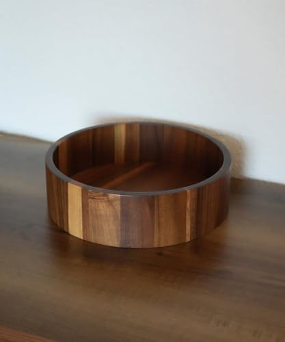 Zoha Dekoschalen Akazienholz Schüssel L – Ø25 cm, flache Holzschale rund, Servierschale Obst, Snack, Salat, natürliche Maserung, handgefertigt, pflegeleicht, Küche Tisch, Buffet Geschenkidee