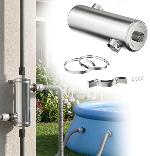 UISEBRT Edelstahl Pool Wärmetauscher 60KW 200000 Btu/h,Energieeffiziente Poolheizung ohne Strom,Gegenstrom-Wärmetauscher für große Schwimmbäder, SPA & Solarheizung 12cm x 57cm