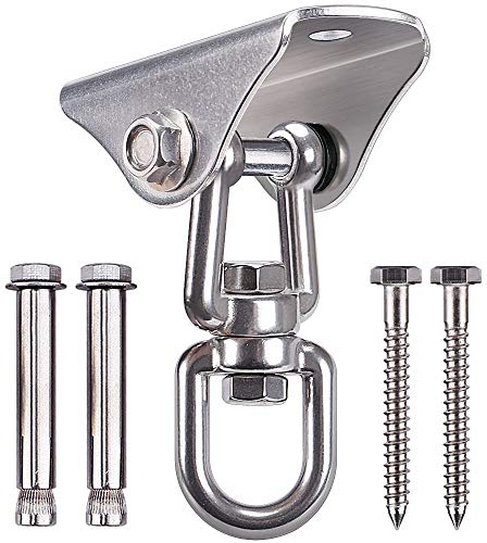 SELEWARE 450KG Capacité 304 Acier Inoxydable 360 ° Rotation Crochet De Plafond, Suspension Trainer Kit de suspension pour chaise accrochante, lampe accrochante, hamac, sac de boxe, entraîneur de bride