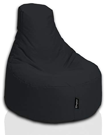 BuBiBag Gamer Sitzsack, Lounge Sessel, Gaming Sitzsäcke, Indoor & Outdoor Kissen für Kinder und Erwachsene (Schwarz;Ø:80cm)
