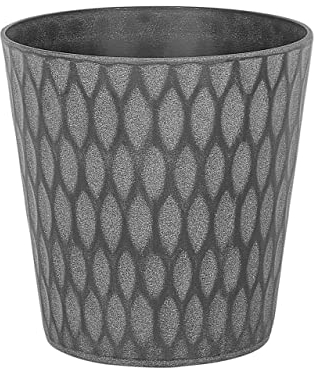 Cache-Pot Gris Foncé Rond en Mélange de Fibres Diamètre 35 cm, Pot de Fleurs à Relief de Design Moderne Idéal pour Extérieur et Intérieur Beliani