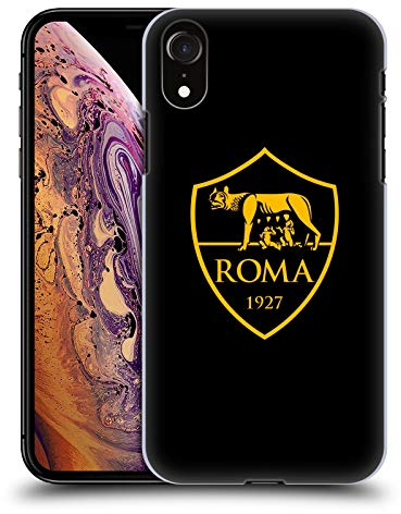 Head Case Designs Offizielle AS Roma Schwarz Und Gold Kamm Harte Rueckseiten Handyhülle Hülle Huelle kompatibel mit Apple iPhone XR