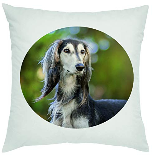 Crealuxe Hundemotiv Windhund Zierkissen, Sofakissen, bedrucktes Kissen, Bauwollkissen