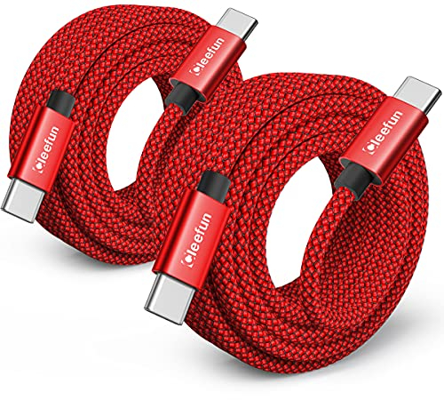 CLEEFUN Cable USB C a USB C 3M, 2Pack, 60W Cable Tipo C Carga Rápida Compatible con iPhone 15/15 Plus/15 Pro Max, PS5 Mando, Galaxy, Pixel y Más