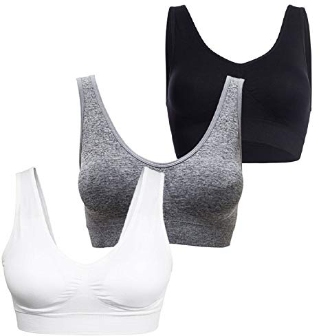 Gloop Damen Klassische Frauen Büstenhalter Ohne Bügel Seamless Strech Ohne Buegel Push up Yoga Sports BH Bra Top 3-er Set Fitnesstraining