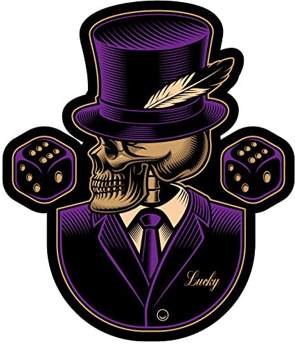 Samunshi Lucky Skull Totenkopf Aufkleber Autoaufkleber für Motorrad Fahrrad Roller oder Auto Sticker Schädel Totenschädel (13x15cm Lucky Skull Totenkopf)