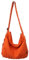 Retro Canvas Fransed Crossbody Bag Unisex Schultertasche Hobo-Tasche mit Reißverschluss Verstellbarer Riemen Distressed Washed Tote, A-Orange