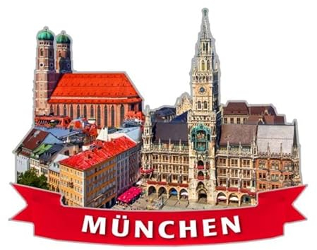 München Frauenkirche Marienplatz Premium Magnet aus Poly Souvenir Germany, Klein
