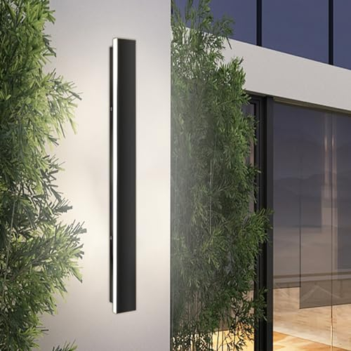 ZTWLEED LED Wandleuchte Aussen,25W Aussenlampe Wand IP65 Wasserdicht Kaltweiß 6000K Außenwandleuchten,Lange Villa Wandleuchte Schwarz für Gärten Villa Korridor Terrassenbeleuchtung,115CM