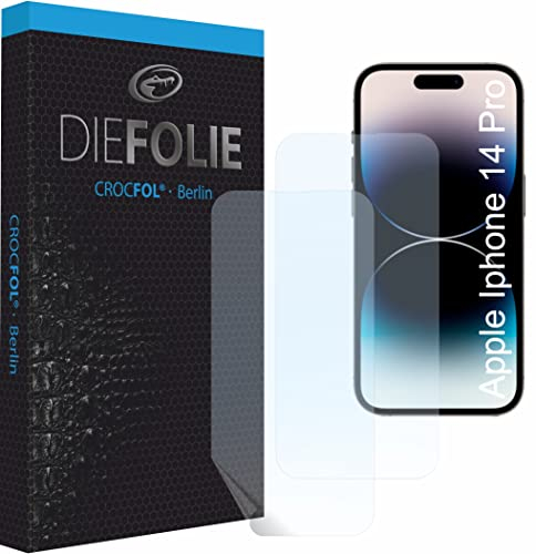 Crocfol Schutzfolie vom Testsieger [2 St.] kompatibel mit Apple IPhone 14 Pro - selbstheilende Premium 5D Langzeit-Premium Schutzfolie (Case-Friendly)