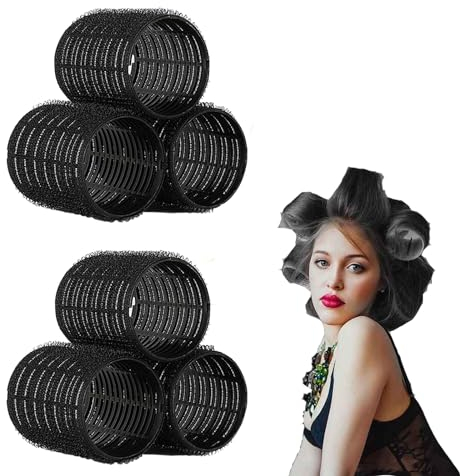 6 Piezas Rulos Pelo Rizadores Autoadhesivos Rulos de Silicona para el Pelo Rizos Sin Calor Rulos Pelo Grandes Rulos Flexibles para Rizar Pelo de Peluqueria de Salón (Negro)