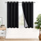 XWZO 100% Blickdicht Vorhänge, Doppellagige Dicker Verdunklungsvorhänge mit Ösen, Schallschutz Thermovorhänge 2er Set Schlafzimmer Gardinen, Blackout Curtain, 145x140 cm(HöhexBreite), Schwarz