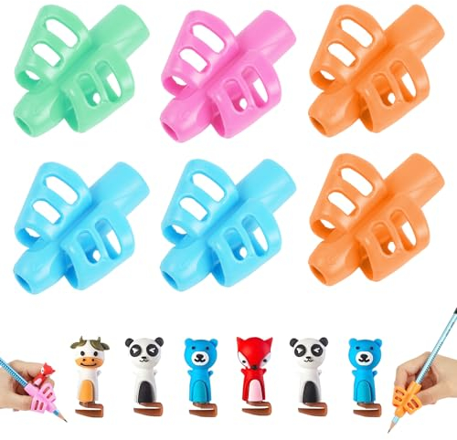 Vicloon Schreibhilfe, 12pcs Bleistiftgriffe Mit Stiftkappe, Griffset Schreiben Haltungskorrektur Werkzeug für Bleistifte Bleistift Griffe für Kinder Stifthaltung Hilfe Schreibhilfe Grip Haltung