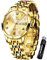 OLEVS Herrenuhren Gold Business Kleid Luxus Armbanduhr Luminous Leicht zu lesen wasserdichte Edelstahluhr für Männer