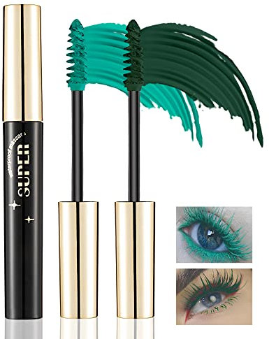 Mascara Volume et Longueur- 2 Colors Vert Mascara Extension de Cils Effet Volume, Waterproof et Longue Tenue, Not Blooming Eye Lashes Thick Curling Maquillage pour St. Patrick's Day-03+04