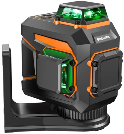 GOCHIFIX livella laser autolivellante 360 Professionale Livello Laser Verde 2x360 con Tubo Laser Sharp 520 Batteria Ricaricabile da 4Ah Modalità a Impulsi per Costruzioni e Livellamenti di Precisione