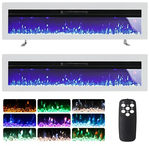 WarmieHomy 3 in 1 Electric Fire 102cm Freestanding/Recessed/Wall Mounted Electric Fireplace, Medial Wall Fireplace 40 inch with Remote Control, 9 Flame Colors & 2 Heating Mode 900W&1800W Adjustable