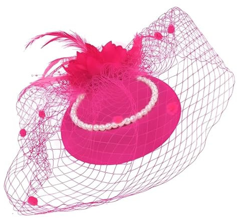 GETJOY Cerise Pink Fascinator, Fascinator Hat for Women, Fuchsia Fascinator for Weddings, Prom, Evening, Party, Race Day, Tea Party, Garden Parties