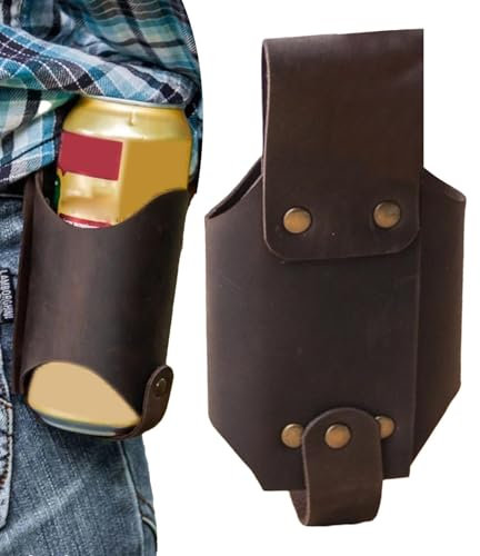 Leder Bier Gürtelhalter, Flaschenhalter für Biertrinker/Liebhaber, Wasserflaschenholster, tragbarer Bierhalter Taille Bier, Bierzubehör Gadgets für Männer Frauen