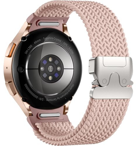 Maledan Cinturino con Un Clic Compatibile con Cinturino Samsung Galaxy Watch 7 6 5 4 40mm 44mm, Cinturino Sportivo in Nylon per Galaxy Watch 6 Classic 47mm 43mm/Watch 5 Pro/Watch 4 Classic/FE, Rosa
