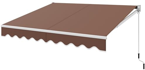 SFAREST 3m x 2.5m/2m x 2.5m Garden Retractable Awning, Patio Sun Shade Shelter with Manual Crank Handle, Outdoor Awning Canopy Gazebo for Patio Balcony Cafe (2.5m x 2m, Coffee)