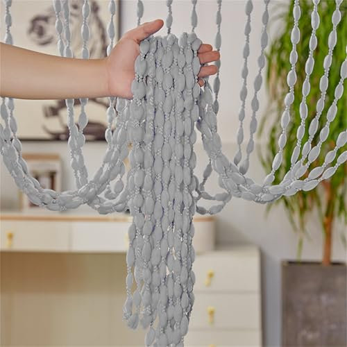 Odot Color Sólido Grueso Cortina Puerta Exterior Hilos,Cortina de Flecos para Ventana Cortinas de Puerta Antimoscas,Separador de Habitaciones para Decorativa Dormitorio (Gris,100x200cm)