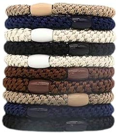 Haargummi Original, 10 Stück Elastische Geflochtene Haargummi, Haargummiset Cotton Bands Soft Woven Ponytail Holders, Glattes und Lockiges Haar (B)