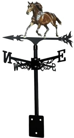 MotiveTech Veleta con Forma de Caballo, Indicador de Dirección del Viento de Metal, Adorno de Hierro Forjado, de Viento, Decoración Resistente a La In, Estilo C