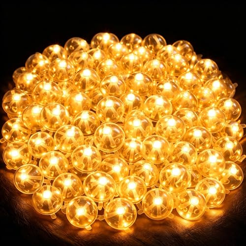 PESLNG Mini LED Ballonlichter – LED Dekolichter für Luftballons & Papierlaternen – Batteriebetrieben, Nicht Blinkend (100, Warmweiß)