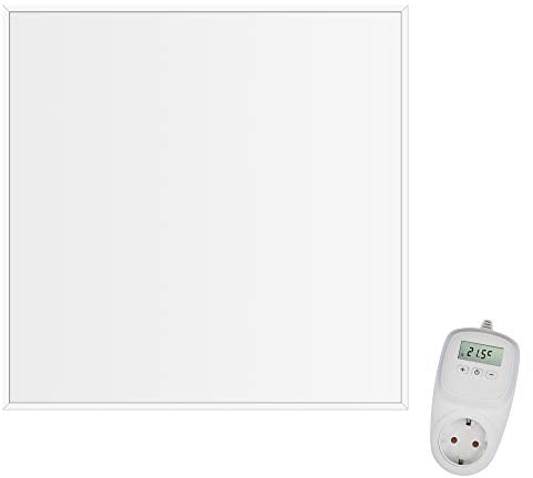 VIESTA® Infrarot Wandheizung mit Thermostat [INKL. TH10 THERMOSTAT] – Infrarotheizung Kassettendecken – Carbon Crystal Infrarotheizung – ultraflache Rasterdecken Wandheizung – 60x60 cm - 360 W