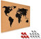 Navaris Kork Pinwand Memoboard Tafel - 60 x 40 cm Pin Board Korkwand mit 15 Stecknadeln und Montageset - Pinnwand im World Map Design - Memo Korktafel