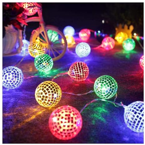 AceList 20 LED Disco Ball Mirror LED Party String Light Christmas Lanterns for Holiday Wall Window Tree Decorations Indoor Outdoor Patio Party Yard Garden Kids Bedroom Living Dorm (Multicolor)