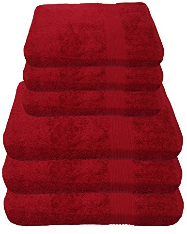 Julie Julsen 6 TLG Handtuchset 3 Badetücher 3 Handtücher Reine Baumwolle über 30 Farben Bordeaux