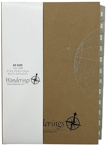Wanderings A5 Undatierte Wochenkalender-Nachfüllpackungen Für A5 6-Ringbuch, 21x14cm, Elfenbeinfarben, Undatiert, Wöchentliche Cremefarbe, Lose Blätter, Kompatibel Mit Filofax, 6 Löcher, 52 Wochen Mit