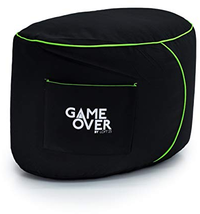 Game Over Fel Magic Video Gaming Sitzsack Fußhocker | Indoor Wohnzimmer Beinstütze | Seitentaschen für Controller | Ergonomisches Design für den engagierten Gamer