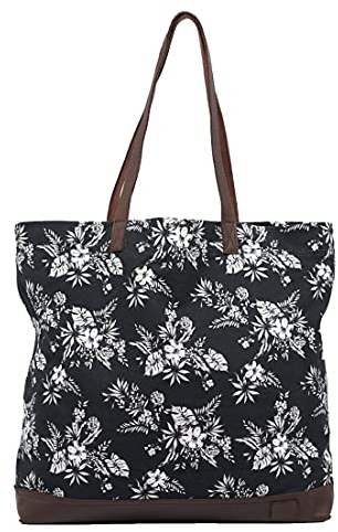 Superdry Damen W9110261A Large Printed Tote, Black Hawaiian