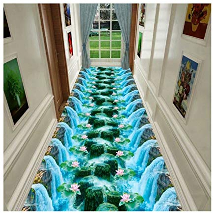 Siunwdiy 3D Teppich optische täuschung Teppich Flur-Hotel Bereich Teppich Läufer Küche,Illusion Design Teppich Wasserdicht Wasserdicht Angepasst Werden Kann,#04,60x150cm