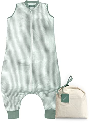 molis&co - Baby Schlafsack mit Füßen - Ideal für Frühling und Herbst - Babyschlafsack mit Füßen 1 tog - Leicht gepolstert - 100% Baumwolle (Oeko-TEX 100), Premium Qualität - Vichy Green (80 cm)