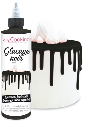 ScrapCooking - Drip Cake Glasur Schwarz 130g - Kuchenglasur Schnelltrocknend - Deko für Torten, Kuchen, Kekse, Cake Pop, Dripcake, Plätzchen, Donuts - Geburtstag, Halloween - Schwarz - 4707